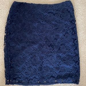 Floral lace design navy skirt